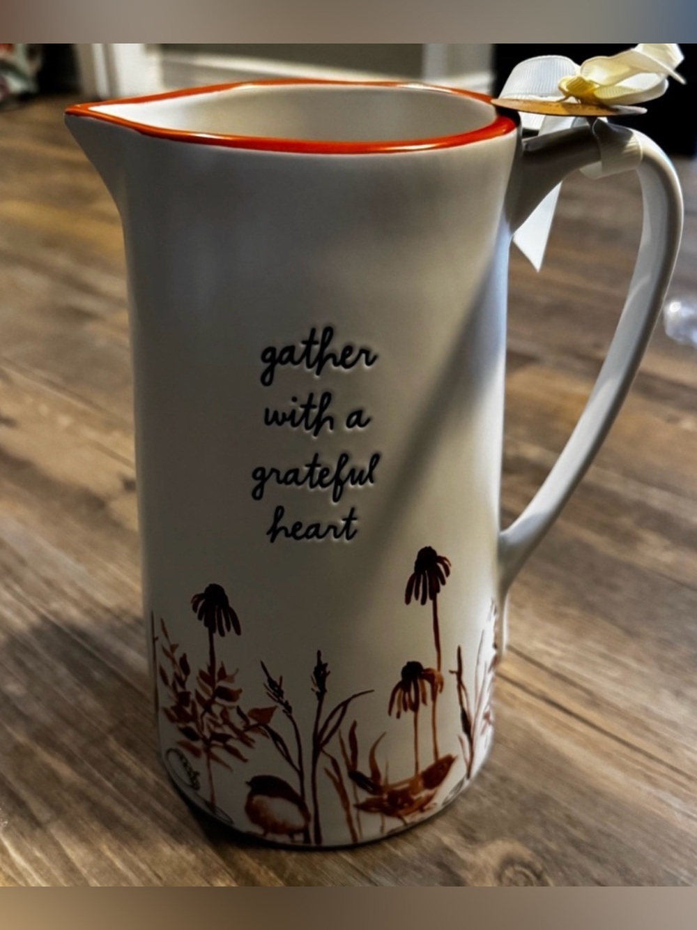 Rae Dunn pitcher with woodland detail